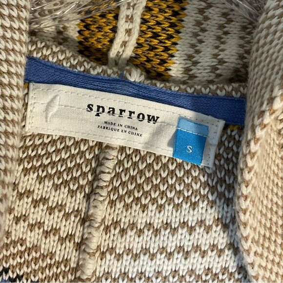 Anthropologie Sparrow Fiemme Cardigan Ladies Sweater Hooded Aztec Cream Small - Picture 5 of 10